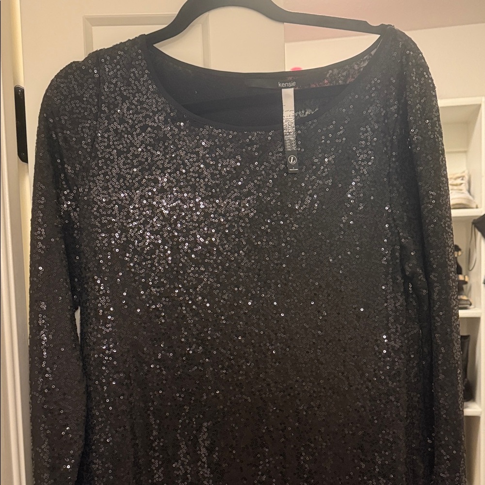 Kensie Sparkling Black Sequin Dress